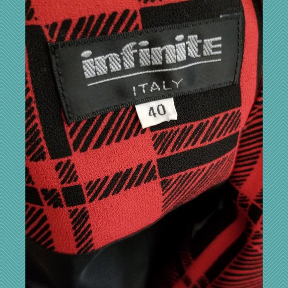 Infinite Italy Red Checks Chessboard Print Blazer - Picture 5 of 5